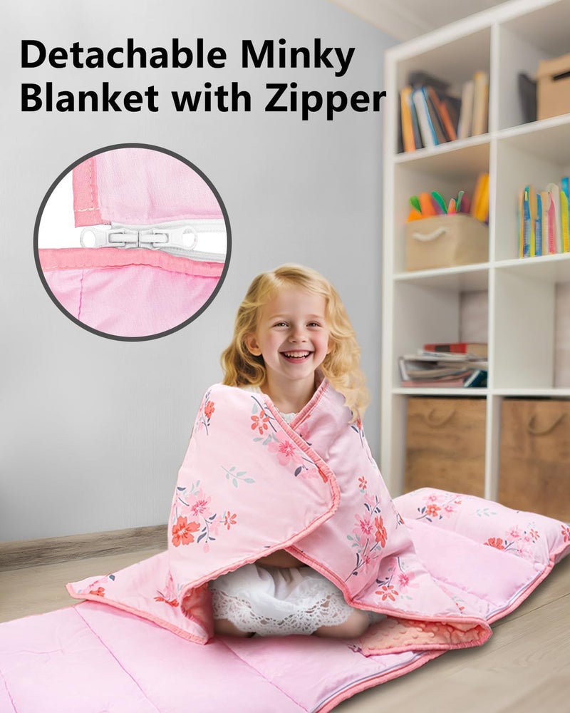 PRIMLECT Toddler Nap Mat with Detachable Blanket and Removable Pillow, Kids Sleeping Bag 55''x35'' for Daycare Preschool Kindergarten, Toddler Sleeping Mat for Boys and Girls - Image 2